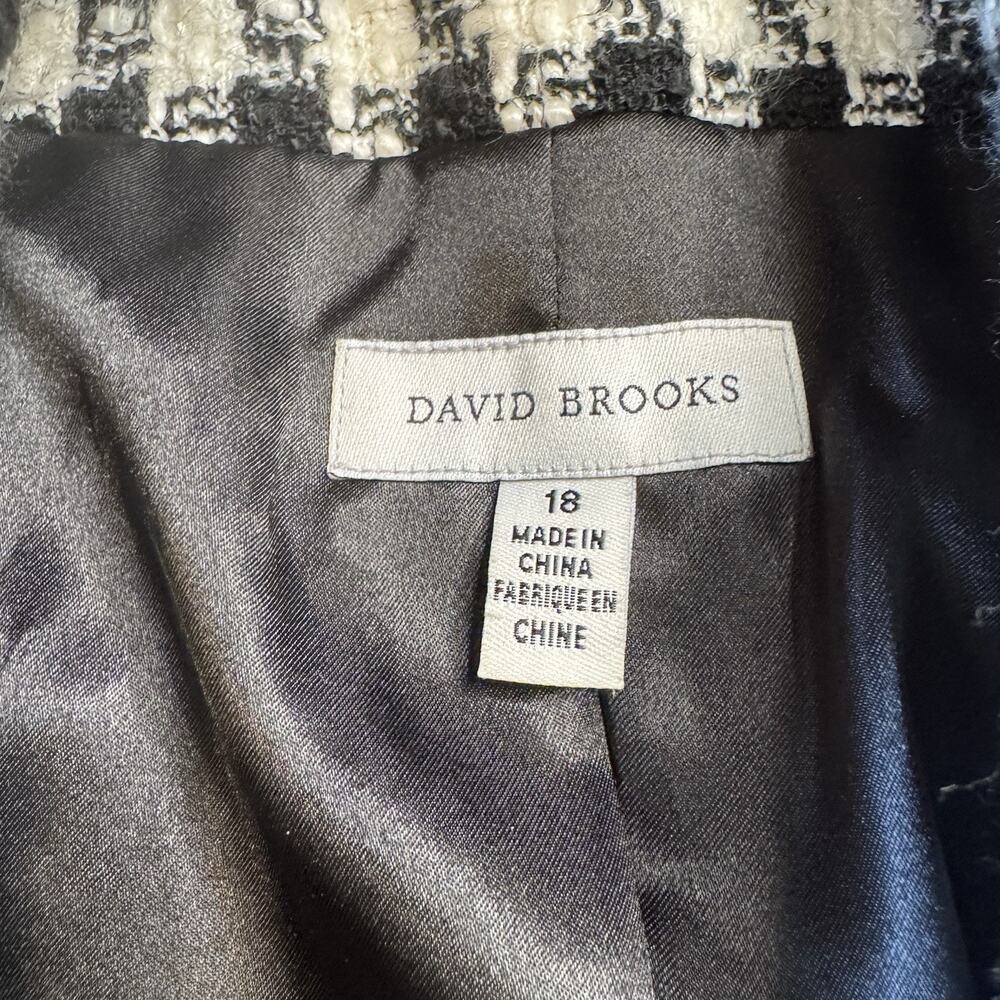David Brooks Houndstooth Coat Jacket Womens Plus Size 18 Black Button Up VTG - Picture 2 of 6